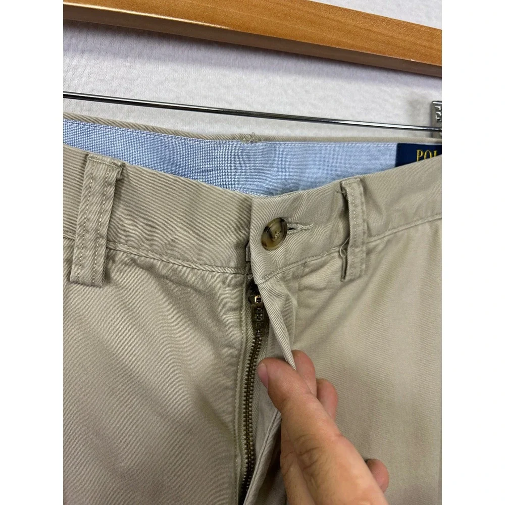 Preppy Old Money Polo Ralph Lauren Mens 32x32 Tan Stretch Straight Fit Chinos